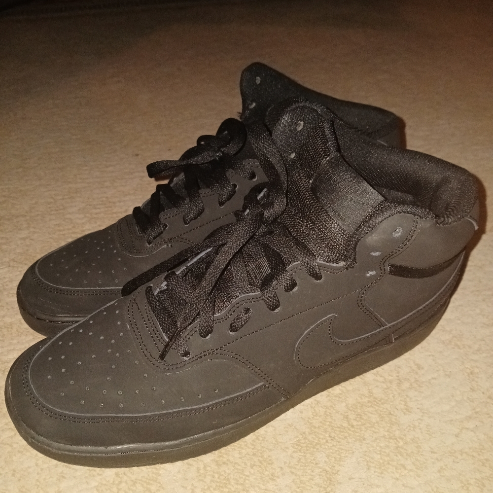 Triple Black Nike court visions mid. size 11.5!